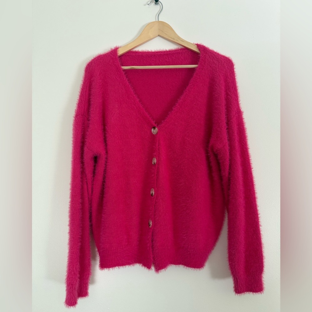 SHEIN Pink Fuzzy cardigan